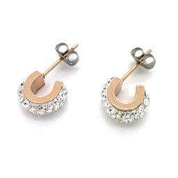 新品 Tresor Paris トレゾアパリ 12mm フープ ピアス クリスタル 021077 GENUINE CZECH CRYSTA Tresor ステンレス チタン チタンニウム K18PGコーティング ピンクゴールド スワロフスキーと同様の高品質クリスタル