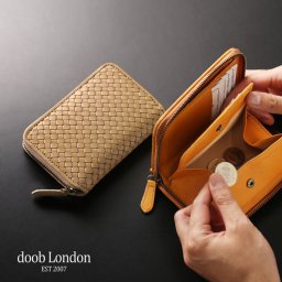 ヌメ革 ラウンドファスナー 折財布 メンズ 本革 レザー 財布 ボックス型 小銭入れ ブランド doob London イタリアンレザー ドゥーブロンドン イントレチャート メッシュ グリーン 緑 プレゼント バレンタイン ギフト 春財布 父の日 (09000423-mens-1r) クリスマス 定年退職 バレンタイン 成人祝い