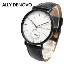 アリーデノヴォ 腕時計 メンズ レディース ユニセックス ブラック レザー 36mm シンプル おしゃれ クオーツ ペアウォッチにもおすすめ ブランドウォッチ ALLY DENOVO プレゼント ギフト 成人 卒業 入学
