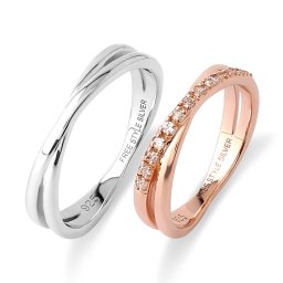 【レーザー刻印対応】 FREE STYLE ペアリング クロッシングリング シルバー ピンクゴールドカラー ペアアクセサリー ペア リング・指輪 名入れ 記念日 プレゼント ギフト シンプル フリースタイル FSR939M-939PG 【送料無料】