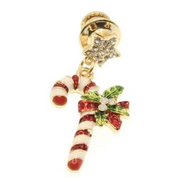 クリスマスステッキ Xmas クリスマス ステッキ ゴールドカラー ラペルピン ピンブローチ ブローチ