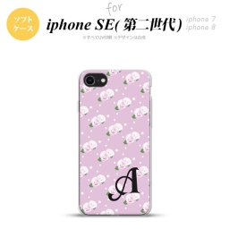 iPhoneSE 2 第二世代 iPhone8&iPhone7 共用 スマホケース 背面カバー ソフトケース 花柄 バラ ドット 紫 ピンク +イニシャル おしゃれ かわいい かっこいい メンズ レディース nk-ise2-tp260i