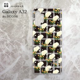 SCG08 Galaxy A32 ケース ハードケース 花柄 バラ チェック 黒 +アルファベット nk-a32-253i