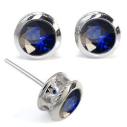 プラチナ・大粒・サファイア・ピアス・クロス・ピアス
