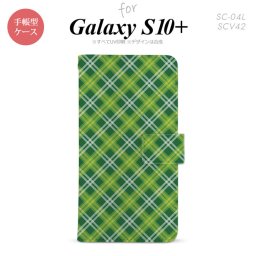 SC-04L SCV42 Galaxy S10+ 手帳型スマホケース カバー バイアスチェック 緑 nk-004s-s10p-dr435