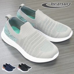BEAR SURF ベアサーフ スニーカー レディース 軽量 軽い スリッポン ニット メッシュ 蒸れにくい 介護士 ヘルパー ブラック 黒 ウォーキング ジョギング 作業靴 女性 婦人 母の日 mzbs1051