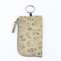 スヌーピー エンボス キー＆パスポーチ ベージュ SNOOPY