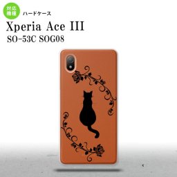 SO-53C SOG08 ワイモバイル Xperia Ace III スマホケース 背面ケース ハードケース 猫とバラ B 黒 2022年 6月発売 nk-so53c-1143