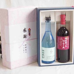 冬の贈り物お歳暮 感謝の贈り物ボックス 透き通る旨さ清酒焼酎と国産ワインセット(山梨県産葡萄100％使用 マスカットベーリーA赤ワイン ライトボディ(山梨県)720ml大分県井上酒造清酒焼酎44度 720ml