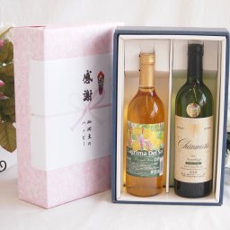 実りの秋の贈り物 感謝の贈り物ボックス 沖縄産パイナップル辛口白ワインと国産ワインセット(グランシャンモリ アッサンブラージュ 白ワイン 辛口(山梨県)750mlラグリマ・デル・ソル辛口白ワイン 720ml