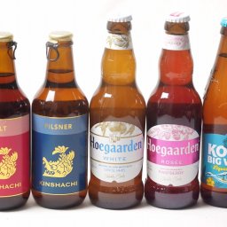 地域が生んだクラフトビール5本セット(金しゃちビールピルスナーalc5％(愛知県) 金しゃちビール金鯱アルトalc5％(愛知県) ヒューガルデンホワイトalc5％(韓国) ヒューガルデンロゼalc3％(韓国) ビッグウェーブゴールデンエールalc4.5％