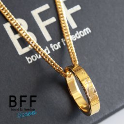 BFF ブランド リングネックレス ハワイアン ゴールド 18K GP ダブル 喜平 チェーンネックレス 細身 メンズ レディース ペア パームツリー 金属アレルギー対応 専用BOX付属