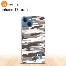 iPhone13mini iPhone13 mini ケース ソフトケース タイガー 迷彩 B グレー +アルファベット iPhone ミニ 5.4インチ  おしゃれ かわいい メンズ レディース キッズ デザインたくさん nk-i13m-tp1161i