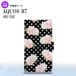 SH-52C AQUOS R7 手帳型スマホケース カバー バラ ドット 黒  nk-004s-r7-dr786