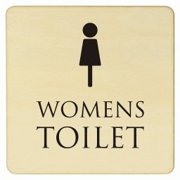 27x27cm トイレ 御手洗 TOILET トイレマーク ナチュラル ブラック WOMENS ピクトサイン 木製ドアサイン ドアプレート インテリア 施設 案内
