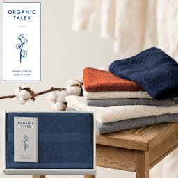 ORGANIC TALES フェイスタオル AM6-59-5 ブルー 内祝 結婚祝い 香典返し 御礼 オーガニックコットン使用の肌に優しいタオルです