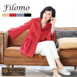 Filomo/フィローモ loro piana カシミヤ混 ウールコート ファーポケット付き レディース ミンク コペンハーゲン 冬 着丈68cm テーラーカラー キャメル/レッド/ブルー/ブラック ギフト (02000235r) クリスマス 母の日 女性 バレンタイン 成人祝い