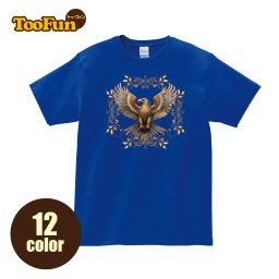 【Tシャツ 半袖 】020 金の鷲 イーグル 鷹 刺繍のような風合い アメリカ 国鳥 装飾 メンズ レディース [ 5.6オンス 厚手 綿100% 長持ちで肌触りが良い 天然素材 敏感肌] コットン シャツ 白 黒 キャンプ アウトドア 服 おしゃれ トップス
