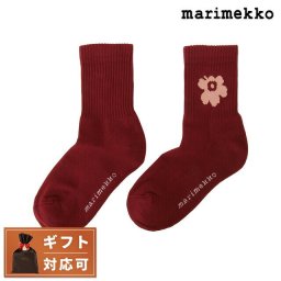 マリメッコ ブランド クルーソックス レディース 091733 133 37-39 ウニッコ ワンポイント ショート ソックス 靴下 日本サイズ23.5-25cm ダークレッド おしゃれ