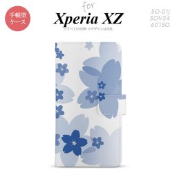 【手帳型 スマホ カバー ケース】【SO01J】【エクスペリア XZ 】手帳型 ケース SO-01J スマホ カバー XPERIA XZ エクスペリア 花柄・サクラ 青 nk-004s-so01j-dr059【メール便送料無料】