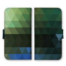 ＼全機種対応／ スマホケース 手帳型 スマホカバー 手帳タイプ スマートフォン ケース カバー モザイク トライアングル ダークグリーン かわいい おしゃれ かっこいい カードホルダー付き カード収納 合皮 合成レザー
