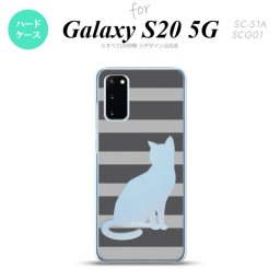 SC-51A SCG01 Galaxy S20 スマホケース ハードケース 猫 ボーダー B グレー メンズ レディース nk-s20-960