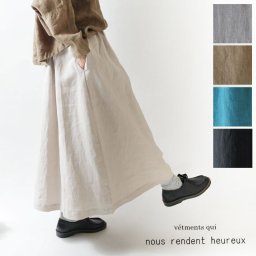 【nous rendent heureux ヌーランドオロー】リネン ウエスト ゴム タック スカート(821324)レディース 春 夏 slone square スロンスクエア 服 ナチュラル シンプル おしゃれ コーディネート 上品 ナチュラン 30代 40代 50代 母の日