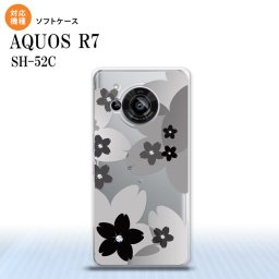 SH-52C AQUOS R7 スマホケース 背面ケースソフトケース 花柄 サクラ B 黒 2022年 7月発売 nk-r7-tp055