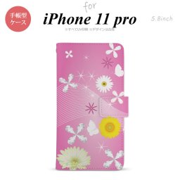 iPhone11Pro iPhone11 Pro 手帳型スマホケース カバー 花柄 ミックス ピンク  nk-004s-i11p-dr275