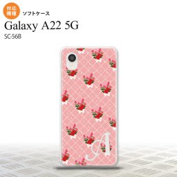 SC-56B Galaxy A22 スマホケース ソフトケース 花柄 バラ 編み ピンク +アルファベット メンズ レディース nk-a22-tp266i