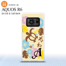SH-51B AQUOS R6 AQUOS R6 スマホケース ソフトケース ホヌ ハイビスカス 黄 +アルファベット メンズ レディース nk-r6-tp1105i