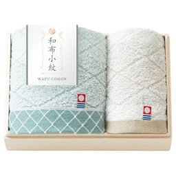 【ギフト対応無料】和布小紋[modern] フェイス1P・ウォッシュタオル1P(国産木箱入) (KWFK-015K) ※送料無料(北海道・沖縄は除く)