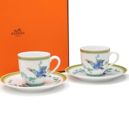 エルメス 食器 HERMES 000317P 10100002 TOUCANS COFFEE CUP AND SAUCER トゥカン トウカン コーヒーカップ&ソーサー ペア マルチ