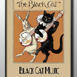 ブラックキャット 黒猫 ビンテージ A3 サイズ ポスター アート おしゃれ 絵画 インテリア 北欧 イラスト マット紙 艶消し アートパネル 額 フレーム デザイン 壁掛け ギフト 新築祝い ディスプレイ 引越し祝い　新生活　空間デザイン 