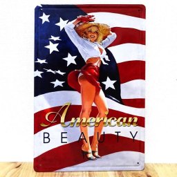 ブリキ看板 アメリカン 可愛い セクシー American BEAUTY ビンテージ アンティーク ガレージ かわいい プレート おしゃれ 壁飾り 雑貨 インテリア サーファー カフェ 店舗