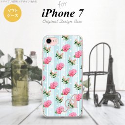 【iPhone7】【スマホケース/スマホカバー】【アイフォン７】iPhone7 スマホケース ケース アイフォン７ ソフトケース イニシャル 花柄・バラ（D） 水色 nk-iphone7-tp247ini【メール便送料無料】