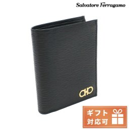 フェラガモ 二折財布 メンズ FERRAGAMO PEBBLE CALF カーフ イタリア 66-A067 ブラック 財布