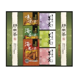 【ギフト対応無料】緑茶・あられ・羊かん詰合せ (TRY-40) ※送料無料(北海道・沖縄は除く)