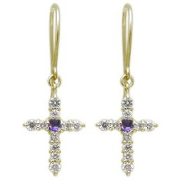 クロスピアス 誕生石 十字架 ピアス フックピアス 18金