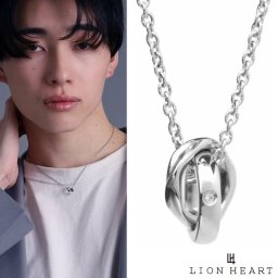 ライオンハート ウェーブ ダブルリング ネックレス サージカルステンレス クリアジルコニア シルバー メンズ ブランド LION HEART