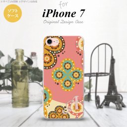 【iPhone7】【スマホケース/スマホカバー】【アイフォン７】iPhone7 スマホケース ケース アイフォン７ ソフトケース イニシャル エスニック花柄 ピンク×ベージュ nk-iphone7-tp1582ini【メール便送料無料】