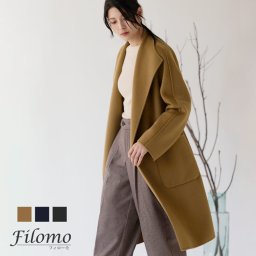 チェスターコート レディース ウール100% ロング Filomo ブランド ゆったり ダブルフェイス 長め 大きいサイズ 秋 冬 アウター ガウン ラップ コート 体型カバー ロング丈 ウエストベルト オーバーサイズ きれいめ コーデ(08000340r) バレンタイン 成人祝い