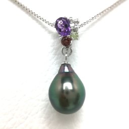 真珠 ペンダント パール 黒蝶真珠 10.1mm ピーコックグリーン シルバー 天然石 65611 イソワパール