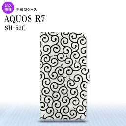 SH-52C AQUOS R7 手帳型スマホケース カバー 唐草 白 黒  nk-004s-r7-dr1133