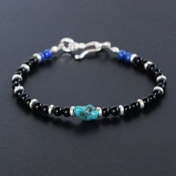 鎌倉カフス工房 ブラックオニキス＆ターコイズブレスレット・カフリンクス メンズ  BRS009 結婚式 旦那 プレゼント ギフト 彼氏 父の日 誕生日プレゼント