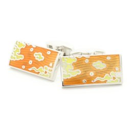 オレンジ 中華風雲デザイン カフス カフスボタン カフリンクス cufflinks cuffs メンズ 男性 スーツアクセサリー専門店 父の日 ギフトにも 誕生日 プレゼント プチギフト おしゃれ カフスマニア