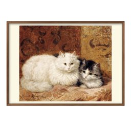 ヘンリエッタ ロナー＝クニップ クッションの上の二匹の猫 A3 サイズ ポスター アート おしゃれ 絵画 インテリア 北欧 イラスト マット紙 艶消し アートパネル 額 フレーム デザイン 壁掛け ギフト 新築祝い ディスプレイ 引越し祝い　新生活　空間デザイン 