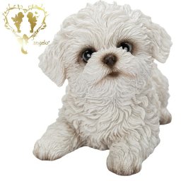 【見上げるマルチーズ　白】小さくて可愛い　本物そっくり 犬 ドッグ 置物　ガーデニング   エントランス リビング  おしゃれ インテリア置物 ウエルカム お出迎え　Woobia