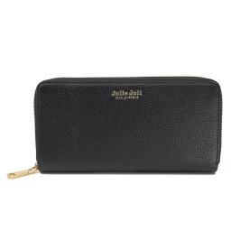 ジョリージョリ　Jolie Joli　ラウンドファスナー長財布　2026182　ブラック&内面グレー (001)　バイカラーウォレット　エンボスレザー　ラウンドジップウォレット