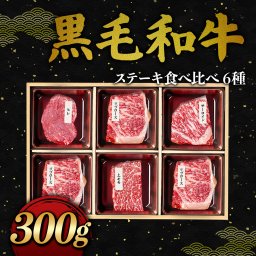 黒毛和牛 6品ステーキ食べ比べ 300g 部位4種  
